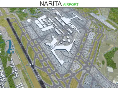 Narita Airport 15km Low-poly 3D model