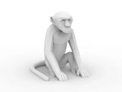 Low Poly Monkey 3D Printable 3D print model
