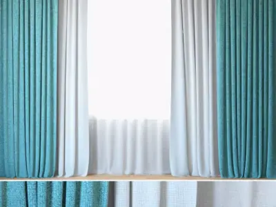 Curtains 80 Curtains with Tulle Creation Baumann ALEX 3D model