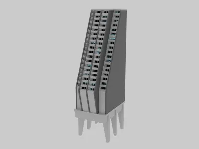 Futuristic Residential Tower Set Low-poly 3D model