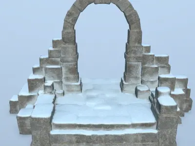 gate 1 stone archway in snow Low-poly 3D model