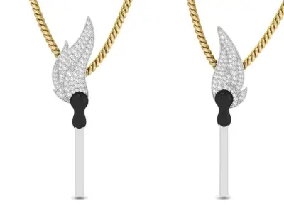  Matchstick 2 way Pendant  For Couple  3D print model