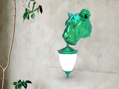 Lion Head Wall Lamp 3D print model get