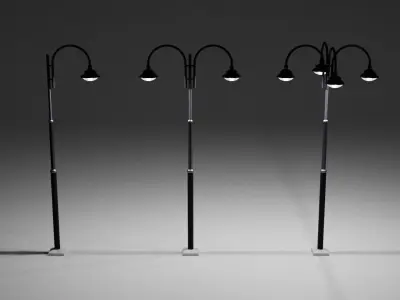 Street lamp pole Low-poly 3D model