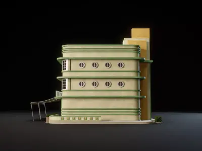 MIAMI VICE CITY ART DECO BUILDING 3 Low-poly 3D model