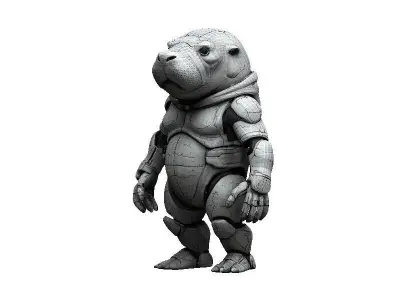 Manatee Cyborg Low-poly 3D model