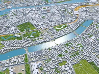 Copenhagen Downtown Denmark Low-poly 3D model