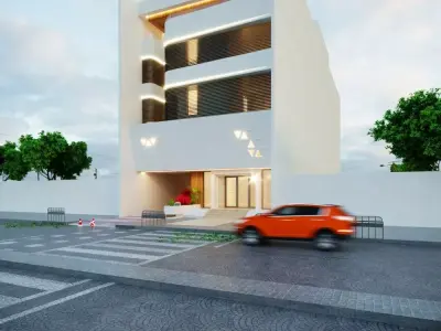 3D Architectural Model Modern Five-Story Building Low-poly 3D model