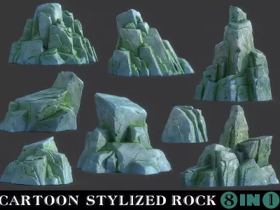 Cartoon  Stylized  Rock  Collcetion Low-poly 3D model