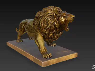 Lion Statue V50 Low-poly 3D model