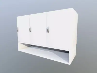 Modern Wall Mounted Storage Cabinet with Openable Doors Low-poly 3D model