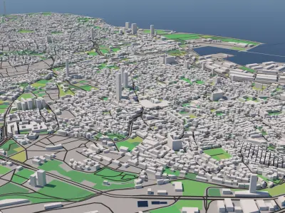 Beirut Lebanon 25x25km 3D City Map 3D model
