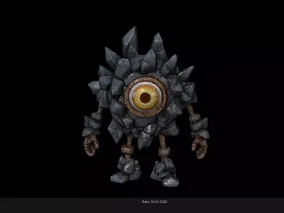 Low Poly Stylized Rock Crystal Elemental - PBR Low-poly 3D model