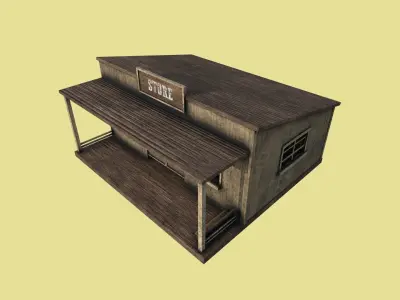 Western Store - Wild West Building - Backdrop Full Perm Low-poly 3D model