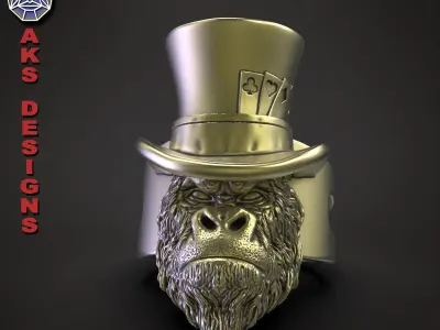 Animal ring jewelry Magician guerilla v153 Updated 3D print model