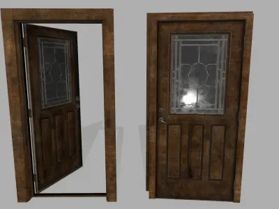 door 2 wooden - wooden Low-poly 3D model