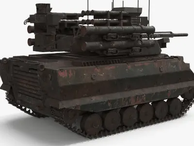  Missile Carrier Vehicle with Rotating Cannon Green Damaged 