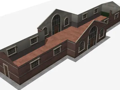 railway station Low-poly 3D model