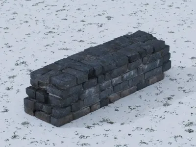 Old stone wall Low-poly 3D model