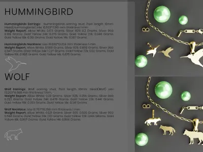 Pak of Animal Earrings Stud 3D print model Sample Free 3D print model