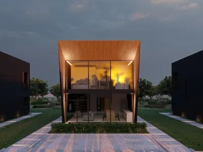  modular house in brutalism style 3D model