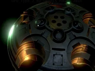 UFO Type 2 Animated and Game Ready Low-poly 3D model