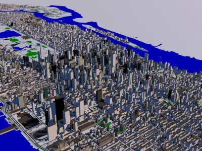 New York Manhattan 10x15km 3D City Map 3D model