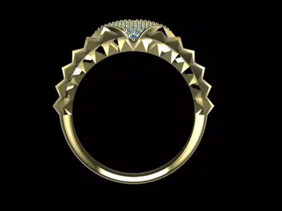 Geometric Pyramid V-Shaped Band - 14K Gold 3D print model