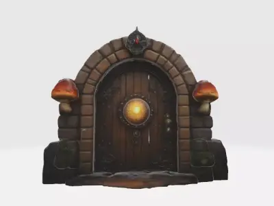 mushroom vintage door  Low-poly 3D model
