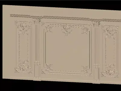 French Plaster Molding Accent Wall 3D model buy
