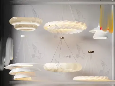 Modern chandelier combination 3D model download Low-poly 3D model