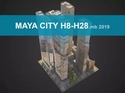 Realistic City District H8-H28 MAYA Low-poly 3D model
