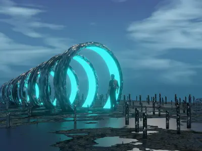 3d model Sci-fi teleportation portal for asset game 3D model