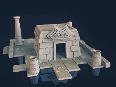 Temple high poly egyptian 3D model