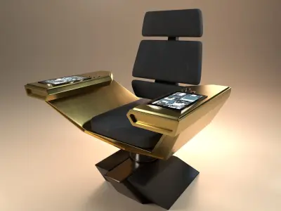 Bridge seat from USS Star Trek Discovery starship Low-poly 3D model