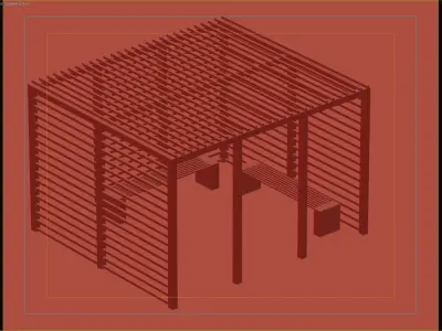 Modern Slatted Pergola with Full Privacy 3D model