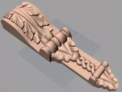 Door Post flower 3D STL Model for CNC Router Carving E971 3D model