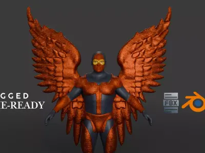 Celestial Vanguard Armored Superhero Character  Low-poly 3D model