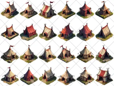 151 Transparent Medieval Tent House Game Assets Texture