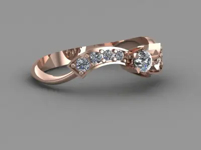Rose Gold Women Diamond Ring 3D print model 3D print model 57