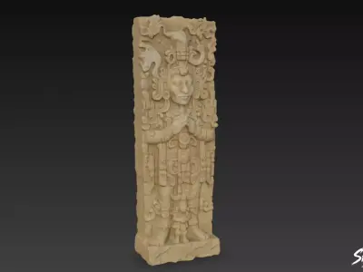 Stela D of Copan Low-poly 3D model