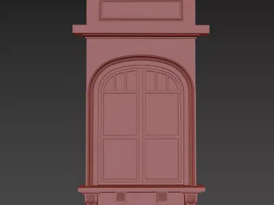 Classical Stone Carving Window 01 Low-poly 3D model