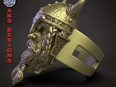 Ring organic jewelry Ancient Viking v1  3D print model