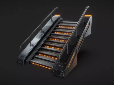 SciFi Stairs Low-poly 3D model