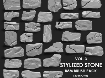 STYLIZED STONE MEGA PACK 4 IN ONE - 122 BRUSHES 3D model