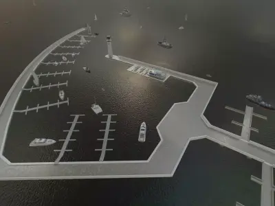 Beach pier-Coastal wharf-Seaside pier 3D model