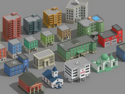 SimplePoly Buildings - Low Poly Assets Low-poly 3D model