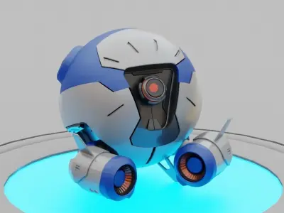 Ball Droid rigged - animated character 3D model