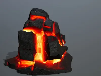 Volcanic Mountain Low-poly 3D model