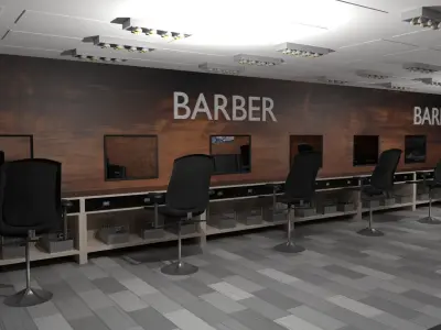BarberShop Interior Low-poly 3D model